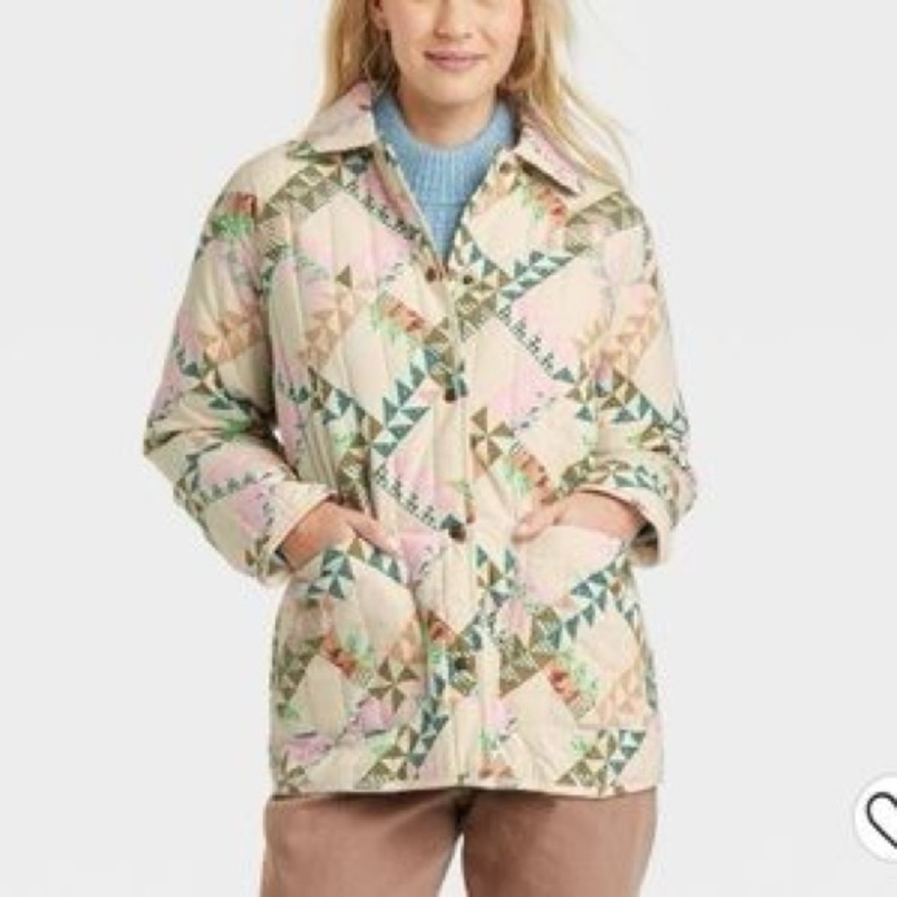 NWT Universal Thread Cream and Pink Puffer Jacket